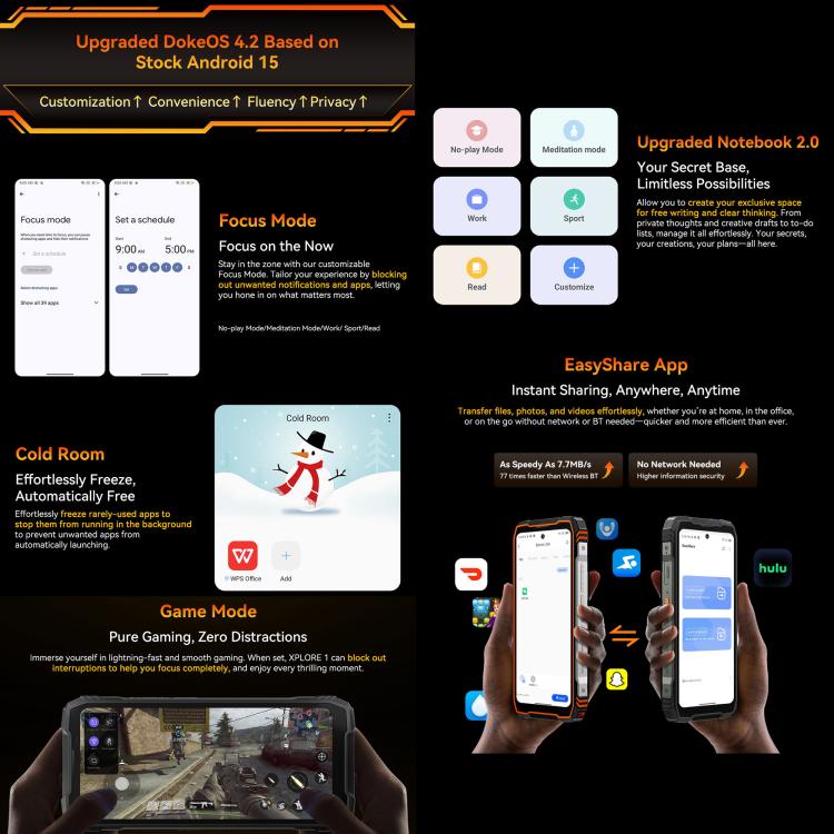 Blackview XPLORE 1，12GB+256GB，6.78英寸安卓15 MT6897天璣7050八核, 網絡：5G, OTG, NFC  , XPLORE 1 12GB+256GB