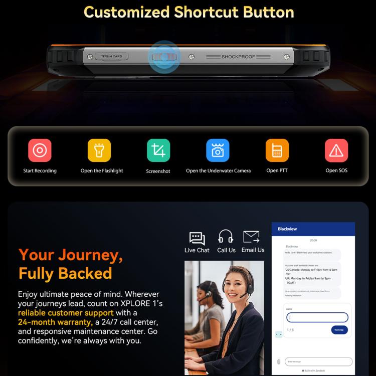 Blackview XPLORE 1，12GB+256GB，6.78英寸安卓15 MT6897天璣7050八核, 網絡：5G, OTG, NFC  , XPLORE 1 12GB+256GB