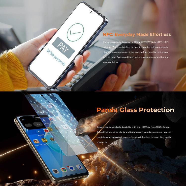 HOTWAV Note 18 GT，6GB+128GB，指紋，7.2寸安卓15, Unisoc T615八核, 4G網絡, OTG, NFC  , Note 18 GT, 8GB+256GB