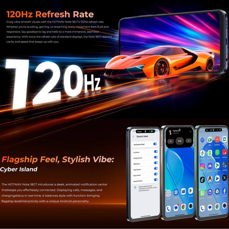 HOTWAV Note 18 GT，6GB+128GB，指紋，7.2寸安卓15, Unisoc T615八核, 4G網絡, OTG, NFC  , Note 18 GT, 8GB+256GB