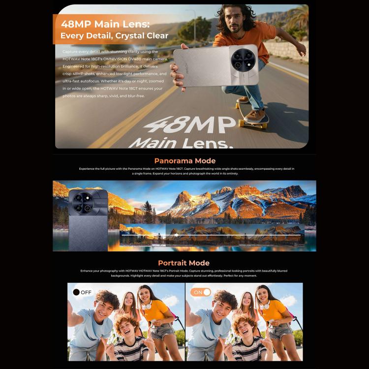 HOTWAV Note 18 GT，6GB+128GB，指紋，7.2寸安卓15, Unisoc T615八核, 4G網絡, OTG, NFC  , Note 18 GT, 8GB+256GB