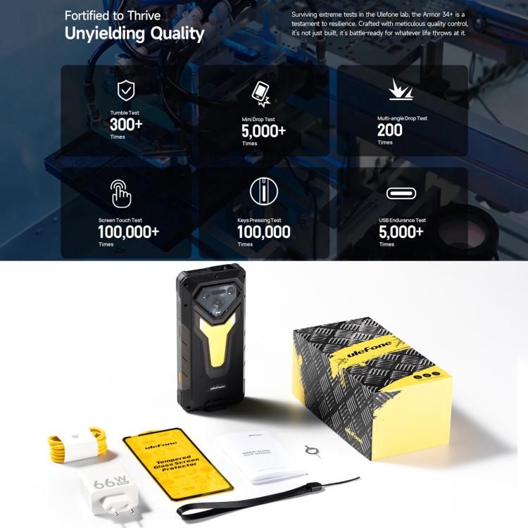 Ulefone Armor 34 Pro+ 投影儀，16GB+512GB，夜視，IP68/IP69K三防機  6.95英寸安卓15聯發科天璣7400X八核, 網絡：5G, NFC, OTG  , Armor 34 Pro+