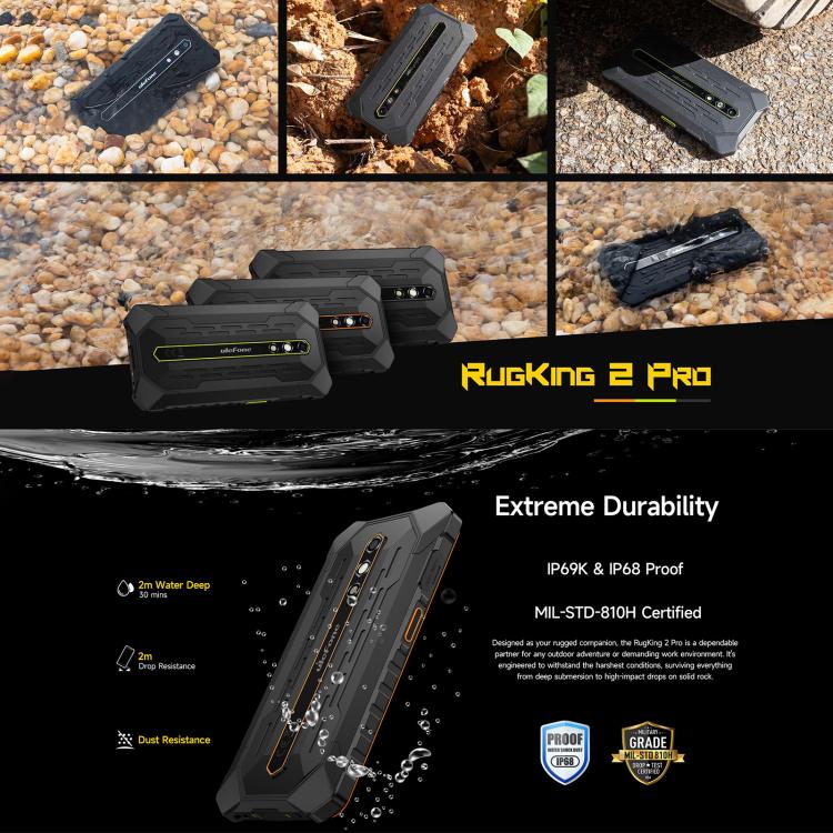 Ulefone RugKing 2 Pro，IP68/IP69K三防機  4GB+128GB，5.45英寸安卓15 Unisoc T7250八核, 網絡：4G, NFC, OTG   , RugKing 2 Pro