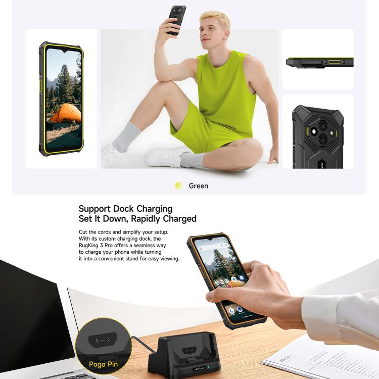 Ulefone RugKing 3 Pro，IP68/IP69K三防機  8GB+128GB，6.56英寸安卓15 Unisoc T7250八核, 網絡：4G, NFC, OTG  , RugKing 3 Pro