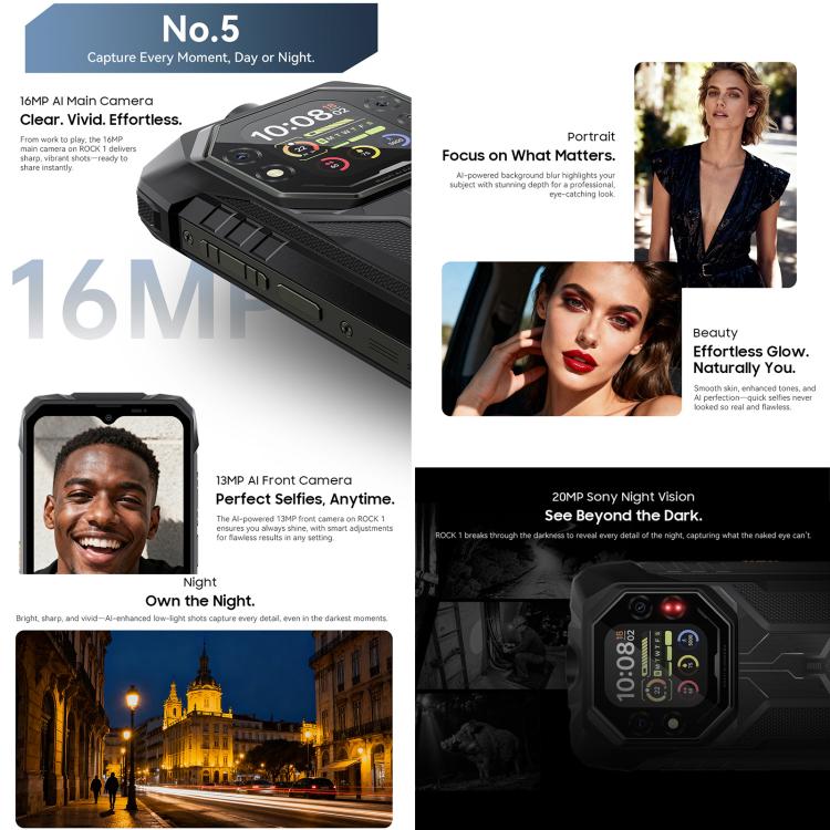 Blackview ROCK 1三防手機，8GB+256GB，6.56英寸安卓16 MT6769V/CB Helio G81八核, 網絡：4G, OTG, NFC  , ROCK 1 8GB+256GB