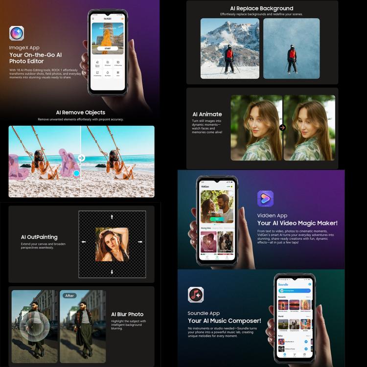 Blackview ROCK 1三防手機，8GB+256GB，6.56英寸安卓16 MT6769V/CB Helio G81八核, 網絡：4G, OTG, NFC  , ROCK 1 8GB+256GB