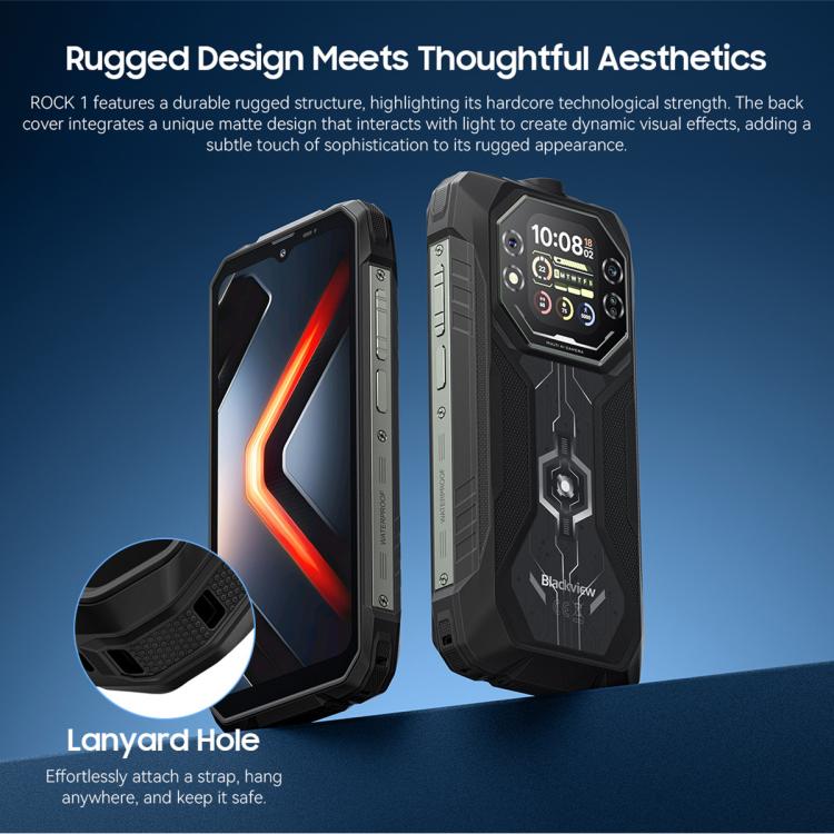 Blackview ROCK 1三防手機，8GB+256GB，6.56英寸安卓16 MT6769V/CB Helio G81八核, 網絡：4G, OTG, NFC  , ROCK 1 8GB+256GB