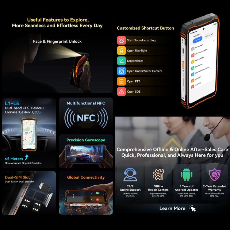 Blackview XPLORE 1 對講機三防手機，12GB+256GB，6.78英寸安卓15 MT8791V/HZA天璣7050八核, 網絡：5G, OTG, NFC  , XPLORE 1 Walkie Talkie 12GB+256GB