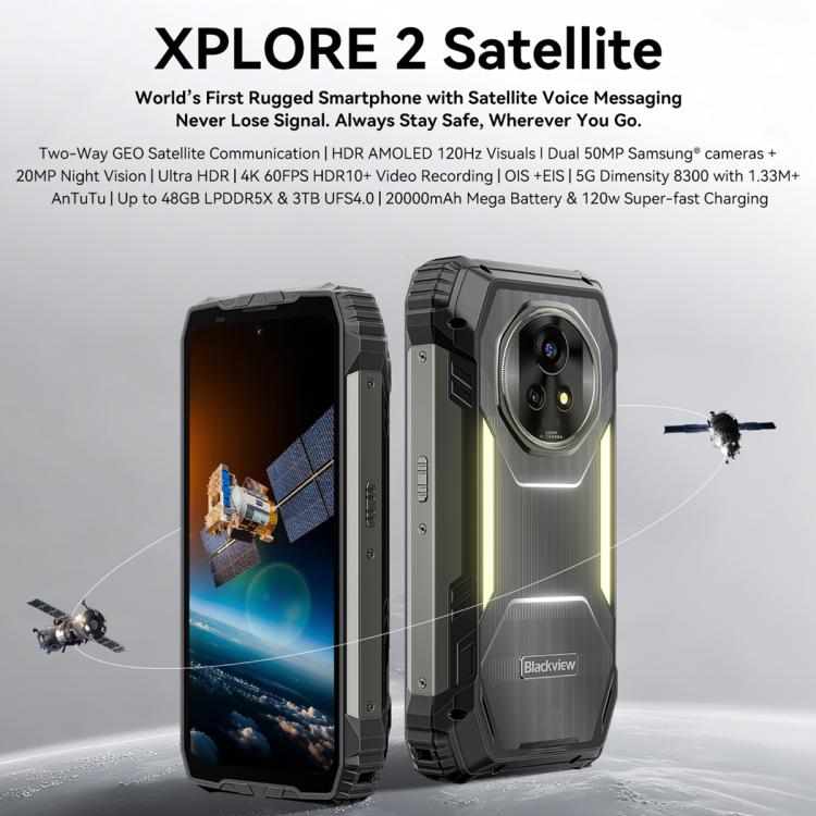 Blackview XPLORE 2 Satellite，12GB+256GB，6.73英寸安卓15 MT6897天璣8300八核, 網絡：5G, OTG, NFC  , XPLORE 2 Satellite 12GB+256GB