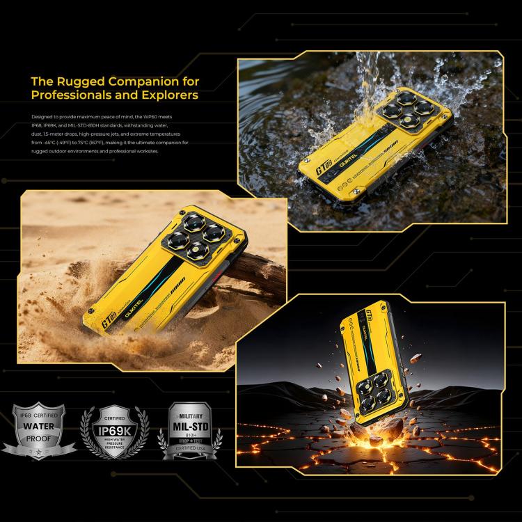 Oukitel WP60三防機，8GB+256GB，IP68/IP69K, 一億像素，7.2英寸安卓15聯發科天璣7025八核，NFC, OTG, 網絡：5G  , 8GB+256GB