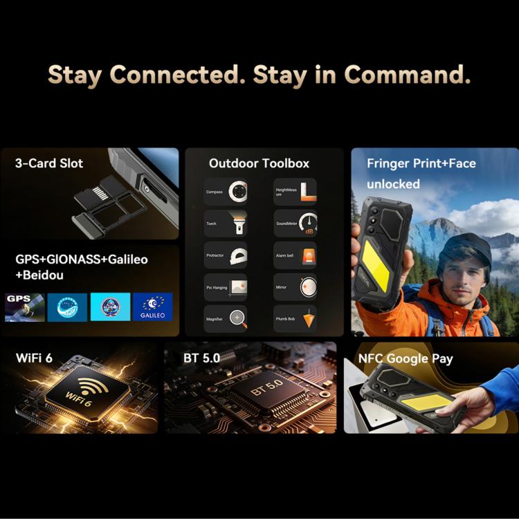 Blackview Oscal Pilot 5 5G三防機，8GB+256GB，6.67英寸安卓16 UMS9620 T8100八核, 網絡：5G, OTG, NFC