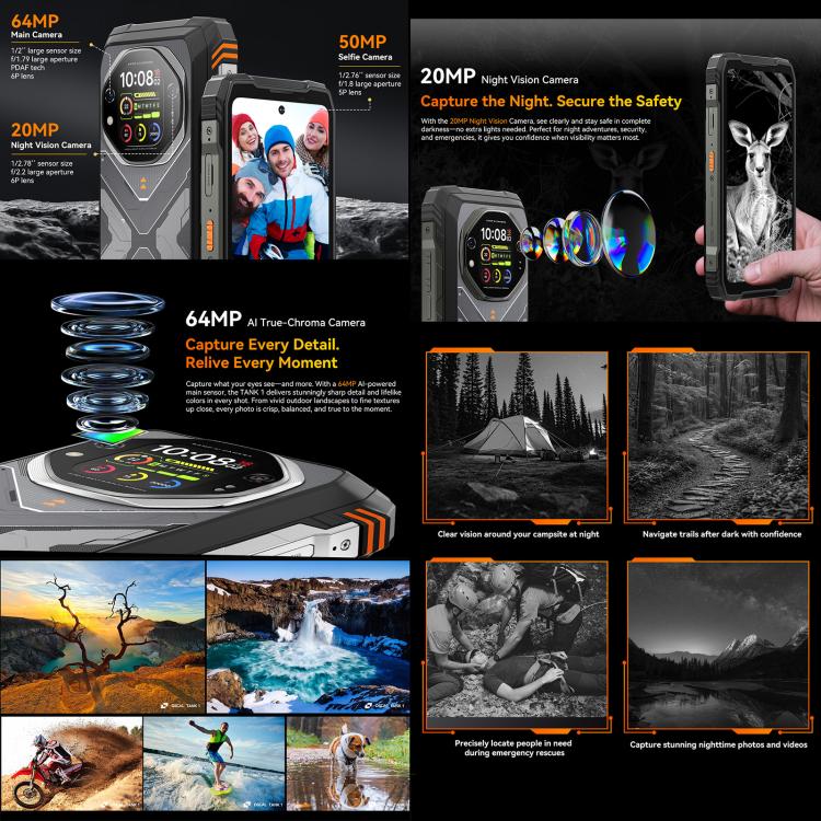 Blackview Oscal TANK 1，12GB+256GB，6.78英寸安卓15 聯發科天璣 7050八核, 網絡：5G OTG, NFC  , 12GB+256GB