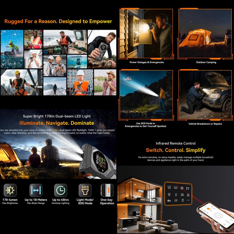 Blackview Oscal TANK 1，16GB+512GB，6.78英寸安卓15 聯發科天璣 7050八核, 網絡：5G OTG, NFC  , 16GB+512GB