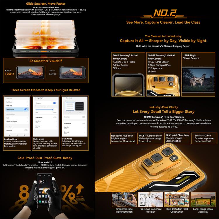 Blackview Oscal FORT 5，12GB+256GB，6.78英寸安卓16 聯發科MT8781 Helio G100八核, 網絡：4G OTG, NFC