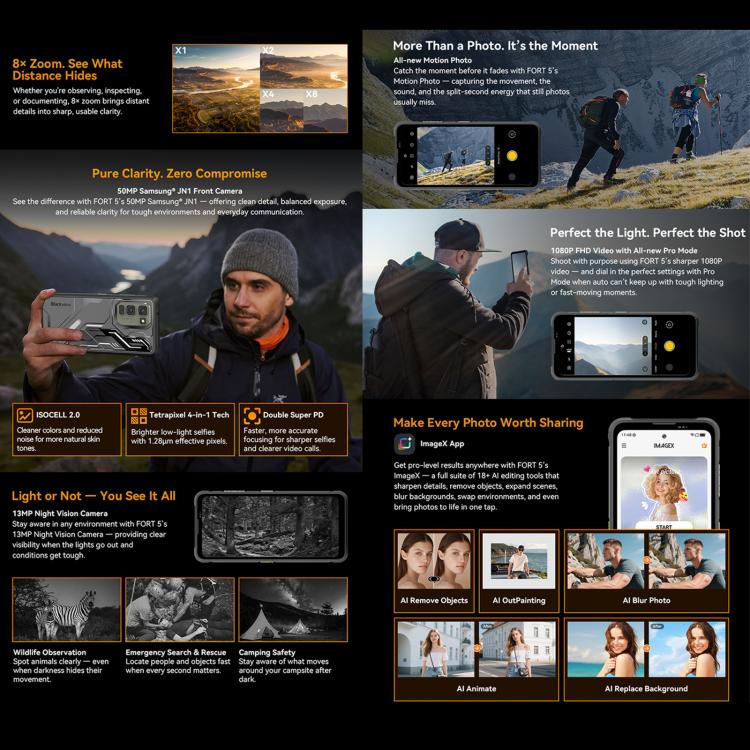 Blackview Oscal FORT 5，12GB+256GB，6.78英寸安卓16 聯發科MT8781 Helio G100八核, 網絡：4G OTG, NFC