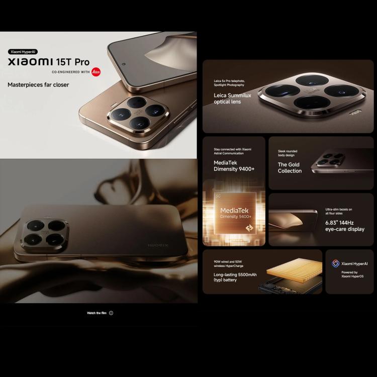 小米Xiaomi 15T Pro國際版，12GB+512GB，屏幕指紋, 6.83英寸Xiaomi HyperOS 2聯發科天璣9400+八核, NFC, 5G網絡