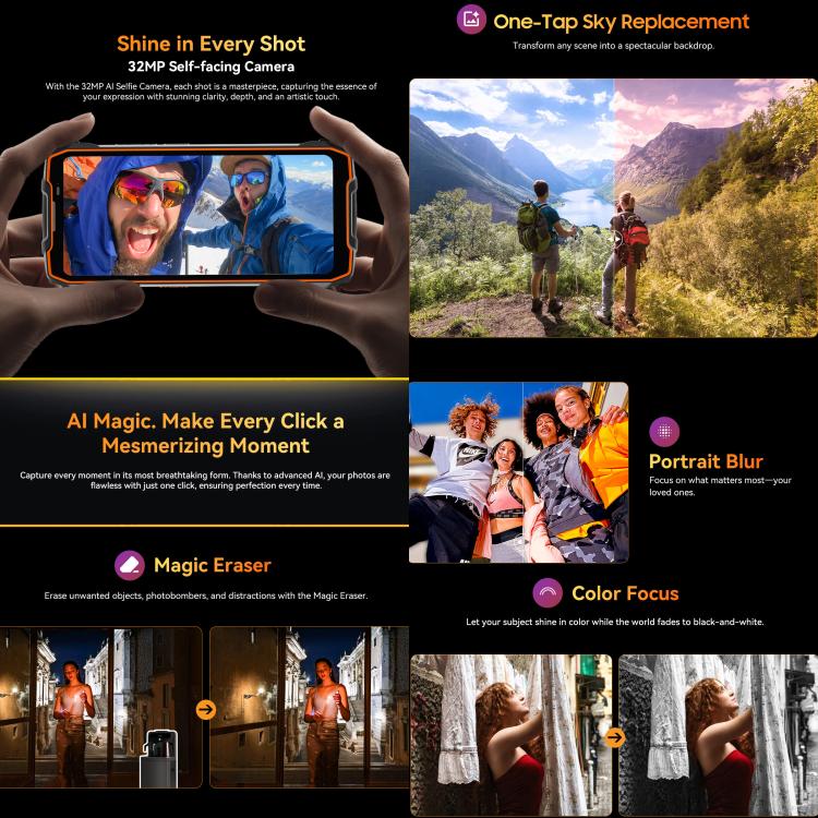 Blackview BL7000 IP68/IP69K三防機,  8GB+512GB，6.78英寸安卓15 MediaTek 天璣 6300八核, 網絡：5G, NFC, OTG  , 8GB+512GB