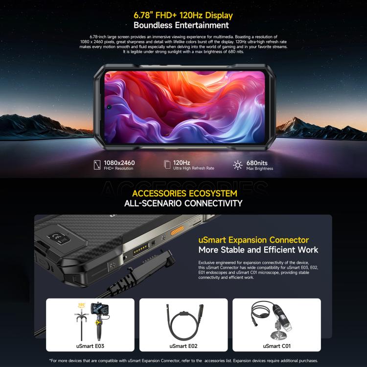Ulefone Armor 27T+三防機, 12GB+256GB, 熱像儀夜視，6.78英寸安卓14 MediaTek Helio G99八核, 網絡：4G, NFC, OTG  , Armor 27T+