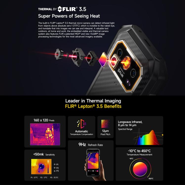 Ulefone Armor 27T+三防機, 12GB+256GB, 熱像儀夜視，6.78英寸安卓14 MediaTek Helio G99八核, 網絡：4G, NFC, OTG  , Armor 27T+