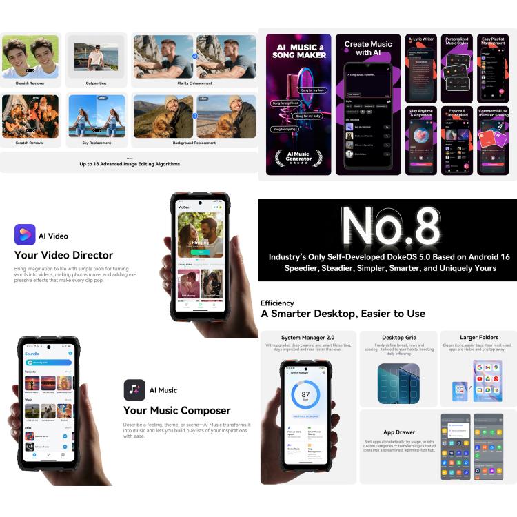 Blackview ROCK 3三防手機，熱像儀，8GB+256GB，6.78英寸安卓16 MT8781 Helio G100八核, 網絡：4G, OTG, NFC