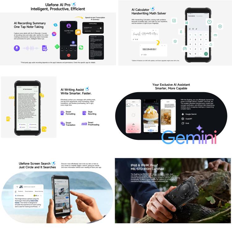 Ulefone RugKing ，IP68/IP69K三防機  8GB+128GB，5.99英寸安卓15 Unisoc T7255八核, 網絡：4G, NFC, OTG  , RugKing, 8GB+128GB