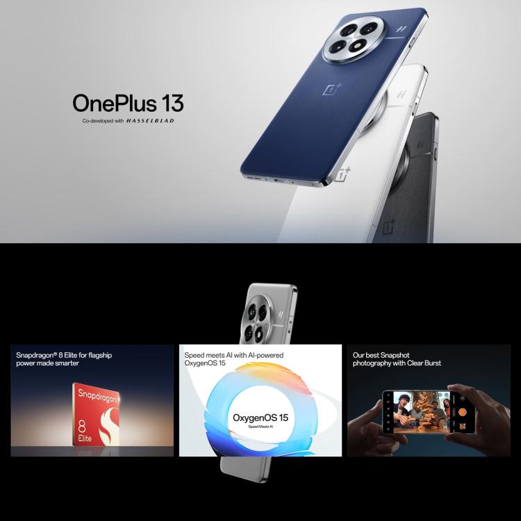 一加 13 5G國際版, 16GB+512GB 屏幕指紋識別, 6.82英寸ColorOS 14.0安卓15高通驍龍8至尊版八核, NFC, 5G網絡