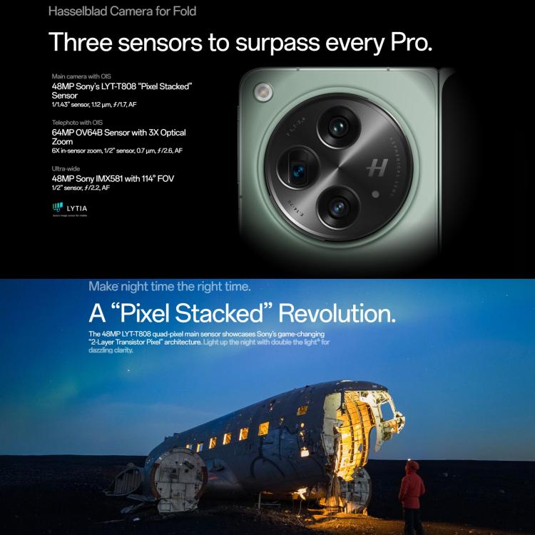 一加Open 5G 歐版, 16GB+1TB 側鍵指紋, 7.82英寸+ 6.31英寸ColorOS 13.2安卓13高通驍龍8 Gen 2八核, NFC, 5G網絡