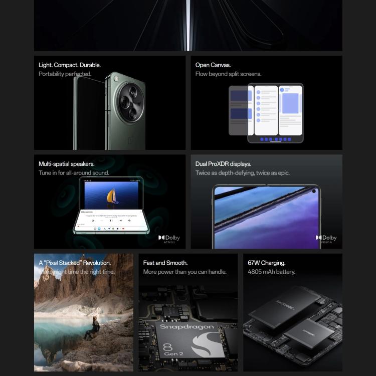 一加Open 5G 歐版, 16GB+512GB 側鍵指紋, 7.82英寸+ 6.31英寸ColorOS 13.2安卓13高通驍龍8 Gen 2八核, NFC, 5G網絡