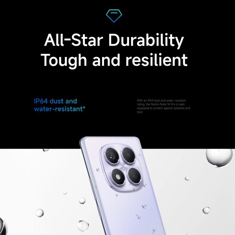 小米Redmi Note 14 Pro 4G  國際版，8GB+256GB，屏幕指紋，6.67英寸Xiaomi HyperOS Helio G100-Ultra八核, NFC, 4G網絡