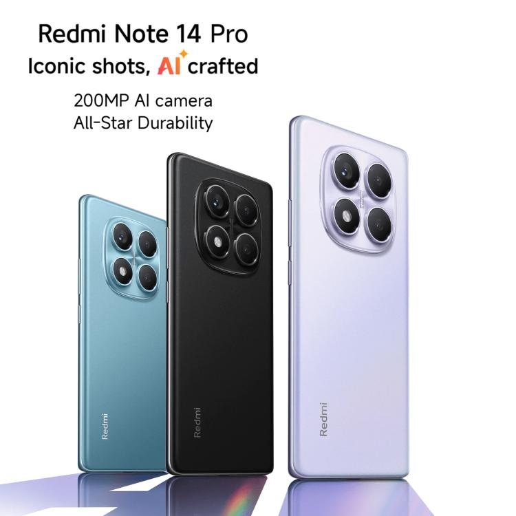 小米Redmi Note 14 Pro 4G  國際版，12GB+512GB，屏幕指紋，6.67英寸Xiaomi HyperOS Helio G100-Ultra八核, NFC, 4G網絡