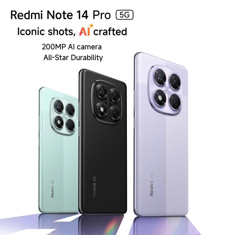 小米Redmi Note 14 Pro 5G 國際版，8GB+256GB，屏幕指紋，6.67英寸Xiaomi HyperOS 聯發科天璣7300-Ultra八核, NFC, 5G網絡