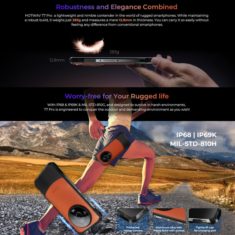 HOTWAV T7 三防機，6GB+256GB，6.6英寸安卓13 MT8788八核, 網絡：4G, OTG