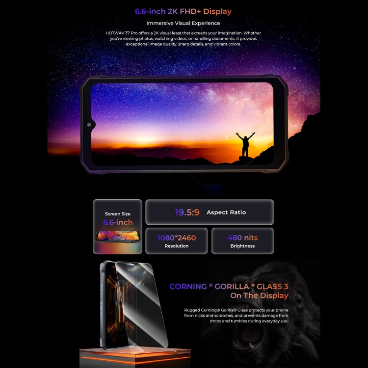 HOTWAV T7 三防機，6GB+256GB，6.6英寸安卓13 MT8788八核, 網絡：4G, OTG