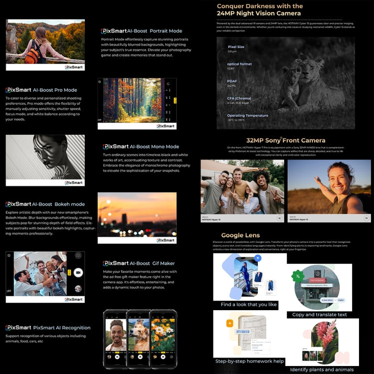 HOTWAV Hyper 7 Pro三防機，16GB+256GB，6.6英寸安卓14 天璣7050 5G八核, 網絡：5G, OTG, NFC