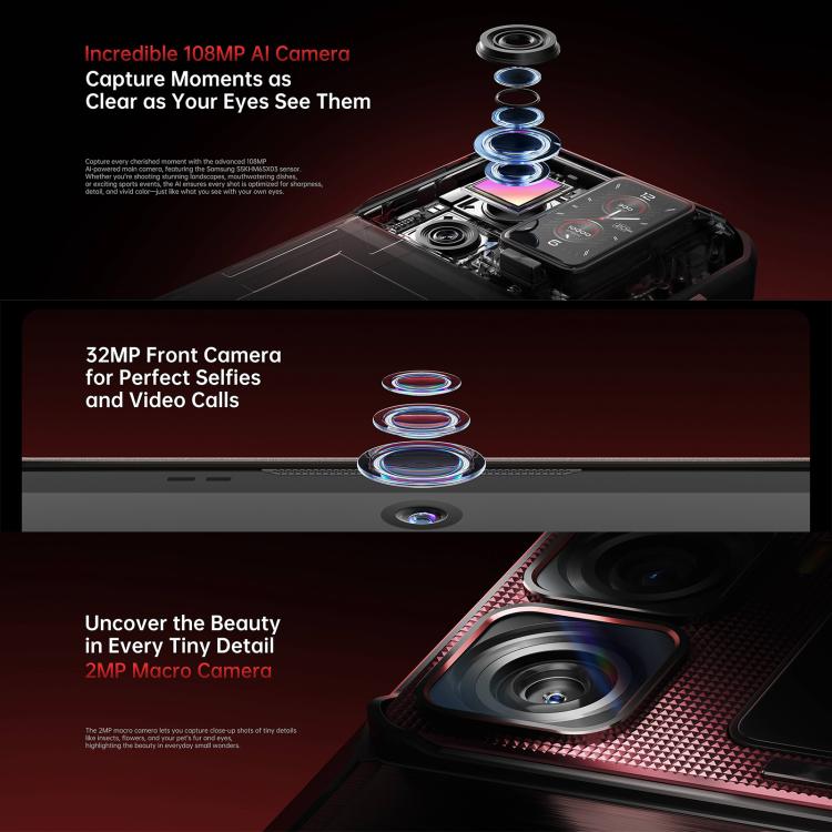 Oukitel WP300三防機帶手錶，12GB+512GB，6.8英寸安卓15聯發科天璣7050八核，NFC, OTG, 網絡：5G