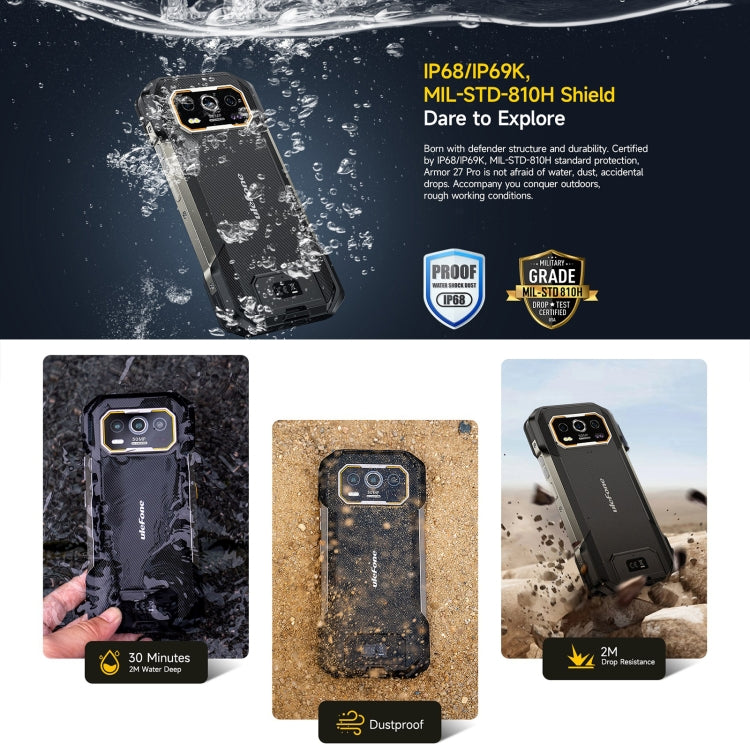 Ulefone Armor 27 Pro三防機, 12GB+256GB, 夜視，6.78英寸安卓14 天璣6300八核, 網絡：5G, NFC