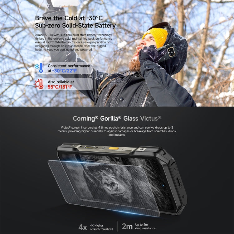 Ulefone Armor 27 Pro三防機, 12GB+256GB, 夜視，6.78英寸安卓14 天璣6300八核, 網絡：5G, NFC