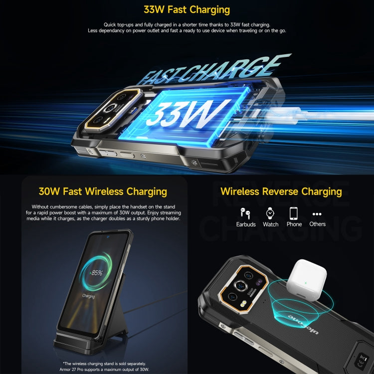 Ulefone Armor 27 Pro三防機, 12GB+256GB, 夜視，6.78英寸安卓14 天璣6300八核, 網絡：5G, NFC
