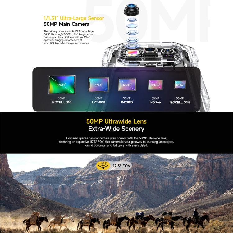 Ulefone Armor 27 Pro三防機, 12GB+256GB, 夜視，6.78英寸安卓14 天璣6300八核, 網絡：5G, NFC