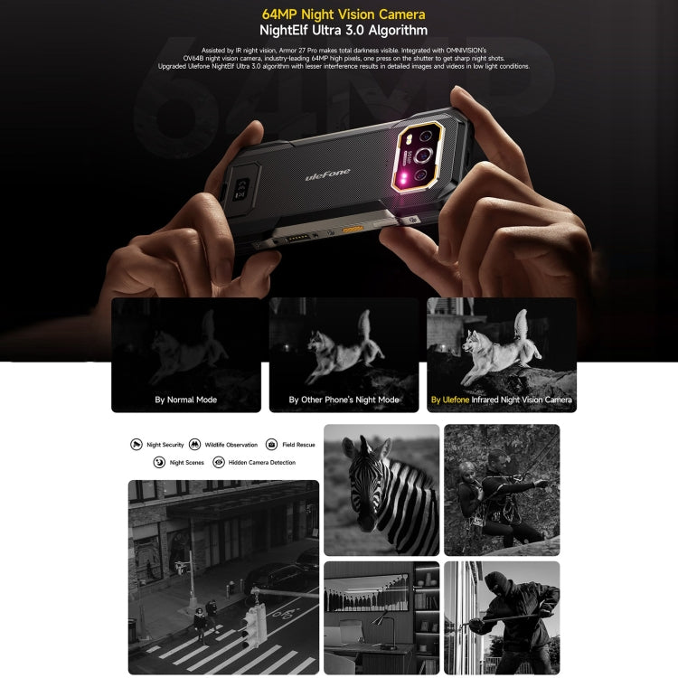 Ulefone Armor 27 Pro三防機, 12GB+256GB, 夜視，6.78英寸安卓14 天璣6300八核, 網絡：5G, NFC