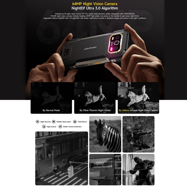 Ulefone Armor 27T Pro三防機, 12GB+256GB, 熱成像，夜視，6.78英寸安卓14 天璣6300八核, 網絡：5G, NFC