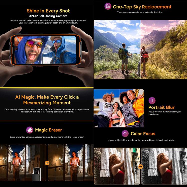 Blackview BL7000 IP68/IP69K三防機,  8GB+256GB，6.78英寸安卓15 MediaTek 天璣 6300八核, 網絡：5G, NFC, OTG