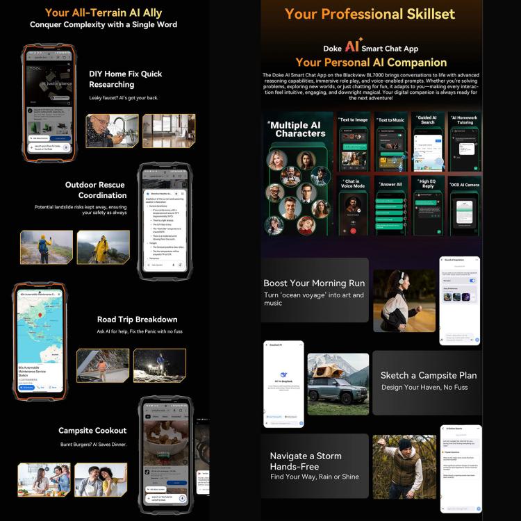 Blackview BL7000 IP68/IP69K三防機,  8GB+256GB，6.78英寸安卓15 MediaTek 天璣 6300八核, 網絡：5G, NFC, OTG