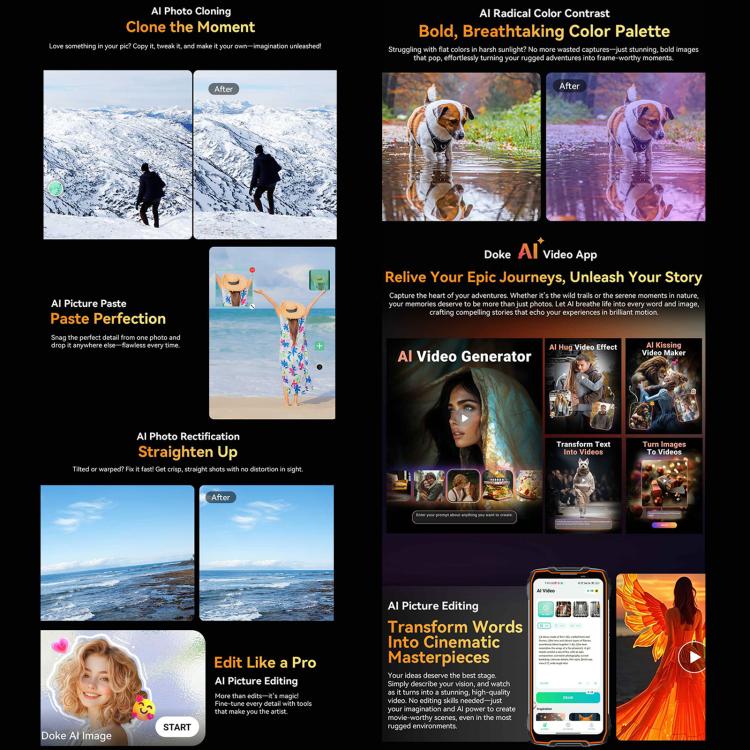 Blackview BL7000 IP68/IP69K三防機,  8GB+256GB，6.78英寸安卓15 MediaTek 天璣 6300八核, 網絡：5G, NFC, OTG