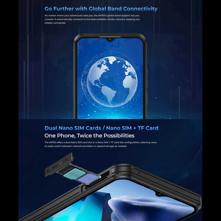 Oukitel WP50 5G三防機, 4GB+256GB, 6.6英寸聯發科天璣6100+八核，NFC，OTG, 網絡：5G