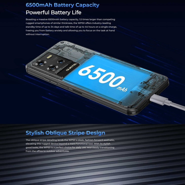 Oukitel WP50 5G三防機, 4GB+256GB, 6.6英寸聯發科天璣6100+八核，NFC，OTG, 網絡：5G