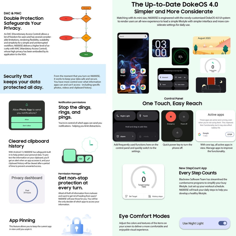 Blackview N6000SE，4GB+128GB，IP68/IP69K三防機  4.3英寸安卓13 MT8788八核, 網絡：4G, OTG NFC  , N6000SE 4GB+128GB