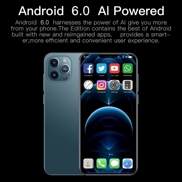 i12 Pro Max, 1GB+8GB 臉部識別, 安卓6.0, 6.3寸劉海屏展訊7731四核, 3G網絡