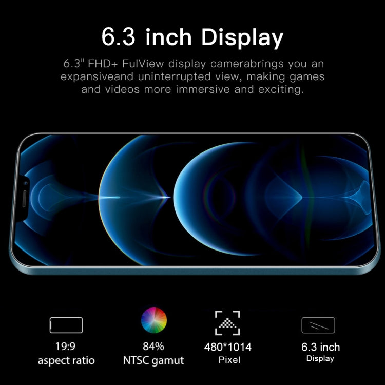 i12 Pro Max, 1GB+8GB 臉部識別, 安卓6.0, 6.3寸劉海屏展訊7731四核, 3G網絡