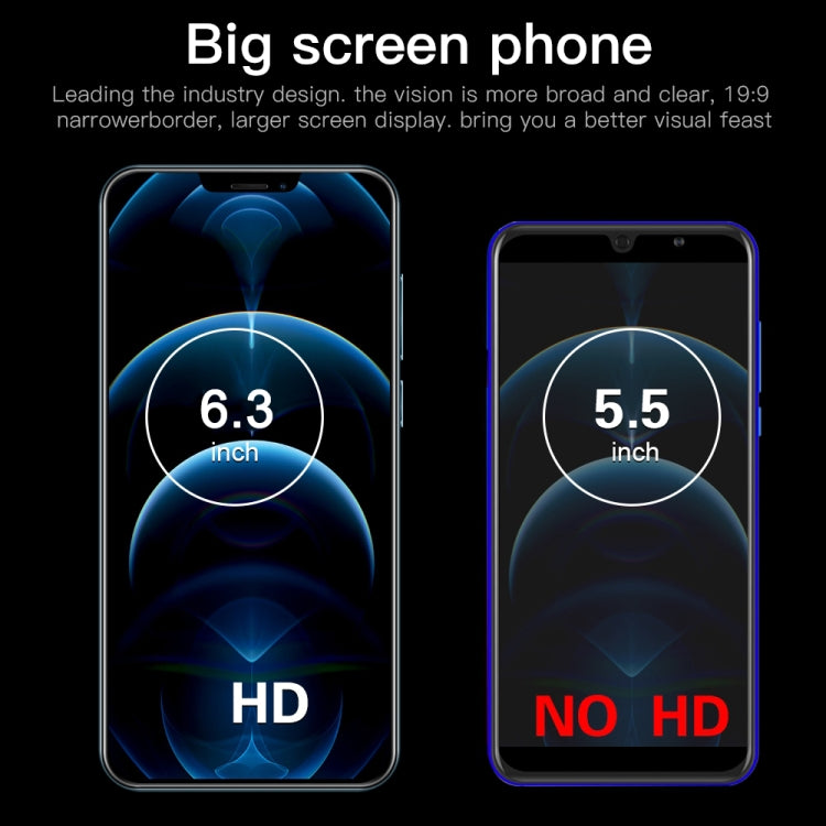 i12 Pro Max, 1GB+8GB 臉部識別, 安卓6.0, 6.3寸劉海屏展訊7731四核, 3G網絡